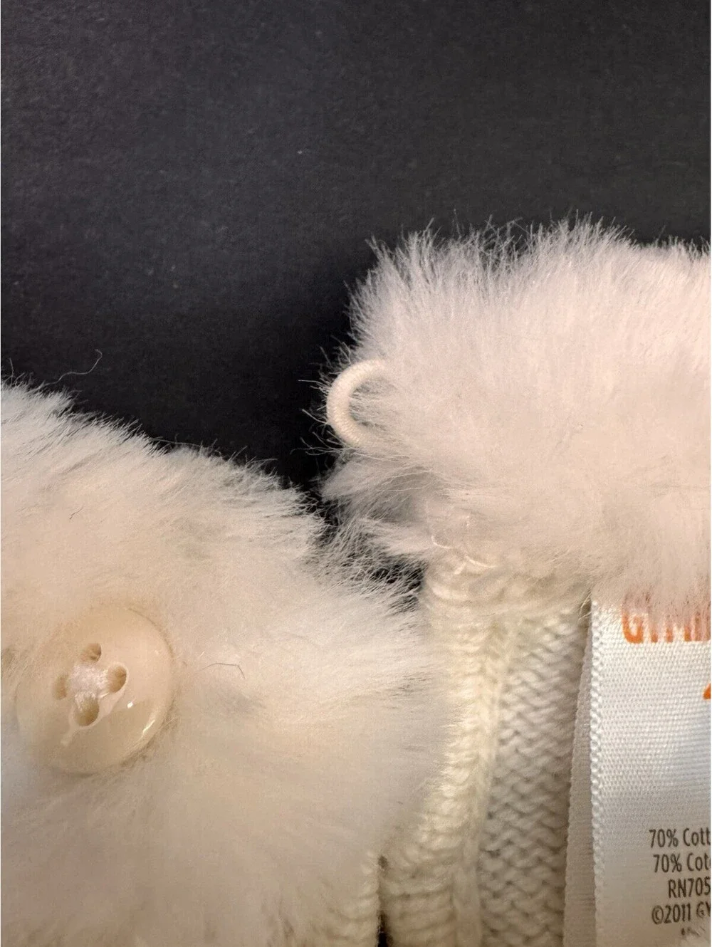 Gymboree Cable Knit Sweater Dress Ivory Girls Sz 4 Fur collar cap sleeve